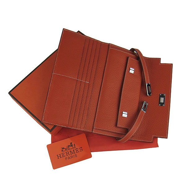 High Quality Hermes Kelly Long Clutch Bag Orange H009 Replica